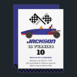 Vintage Race Car Kids Boys Birthday Invitation<br><div class="desc">Cute design for kids,  boys or girls who love car racing,  sports car,  speed and driving toy car. Perfect for builder theme birthday party. You can customise the wording to fit other occasions.</div>