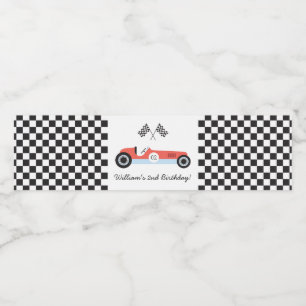 Vintage Race Car Party Water Bottle Label