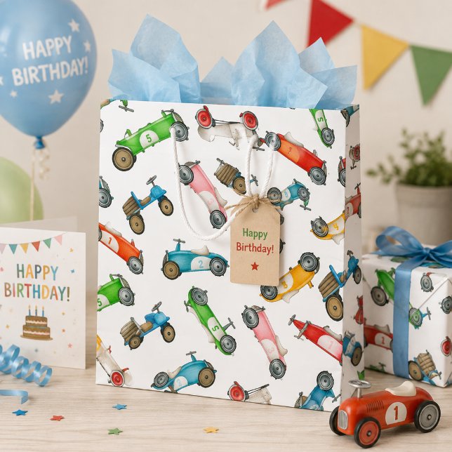 Vintage Race Car Pattern Large Gift Bag (Creator Uploaded)