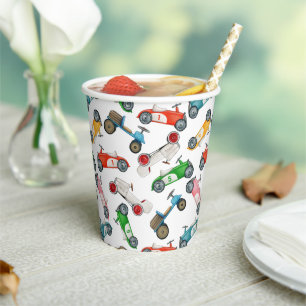 Vintage Race Car Pattern Paper Cups