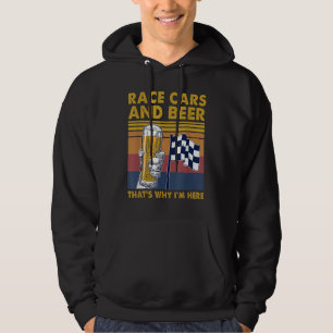 Vintage Race Cars Checkered Flag Beer Drinker Drin Hoodie