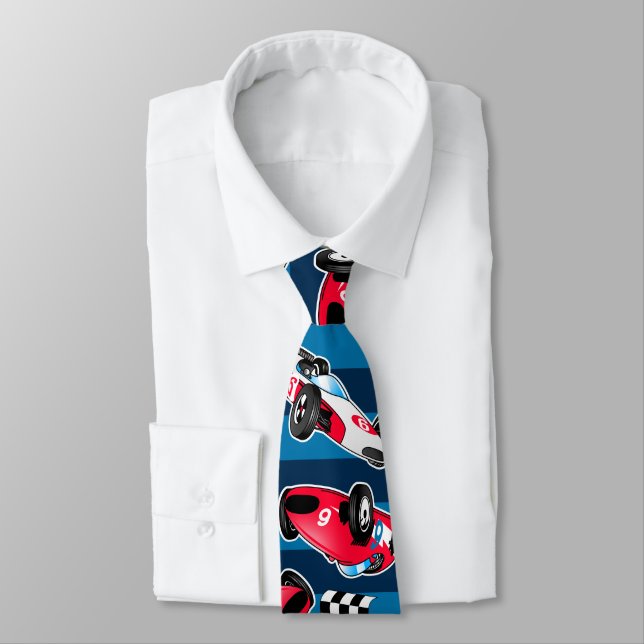 Vintage race cars tie (Tied)