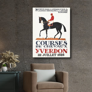 Vintage Race Horse Derby Jockey Equestrian Canvas Print