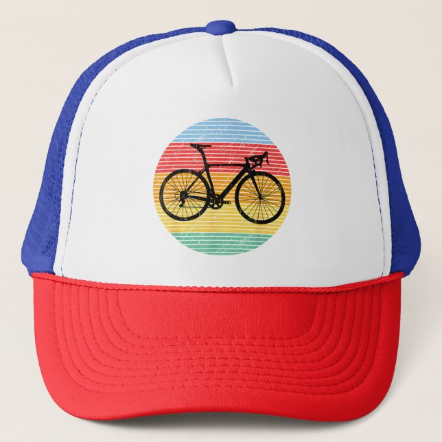 Vintage Racing Bicycle Funny Road Bike Racer Gift Trucker Hat (Front)