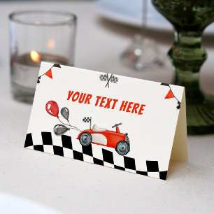 Vintage Racing Car 1st Birthday Tent Place Card
