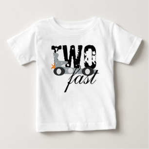 Vintage Racing Car Dusty Blue Turning Two Baby T-Shirt