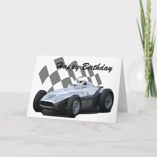 Vintage Racing Car Happy Birthday 2 Card (Front)