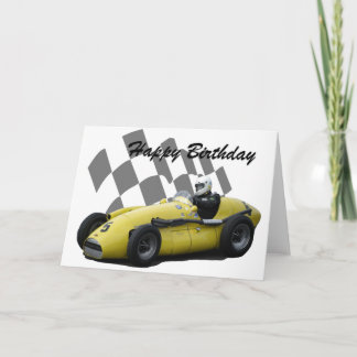 Vintage Racing Car Happy Birthday 5 Card
