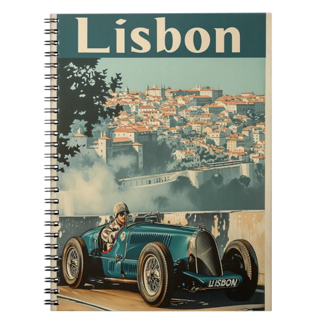 Vintage Racing Car in Lisbon  Notebook (Front)