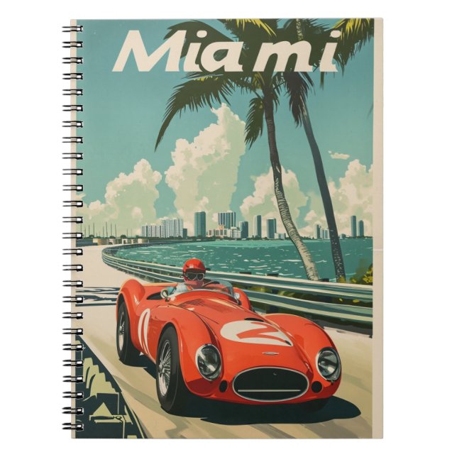 Vintage Racing Car in Miami Notebook (Front)