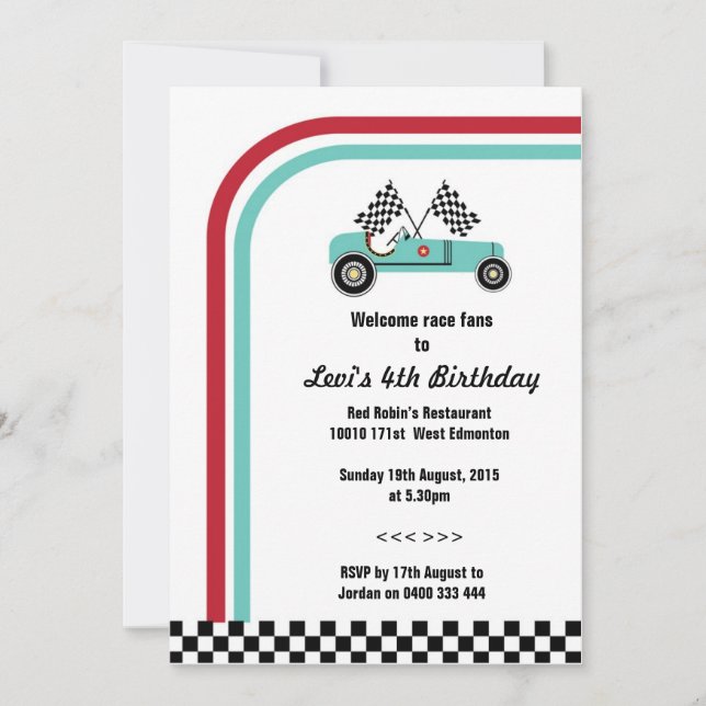 Vintage Racing Car Invitation (Front)