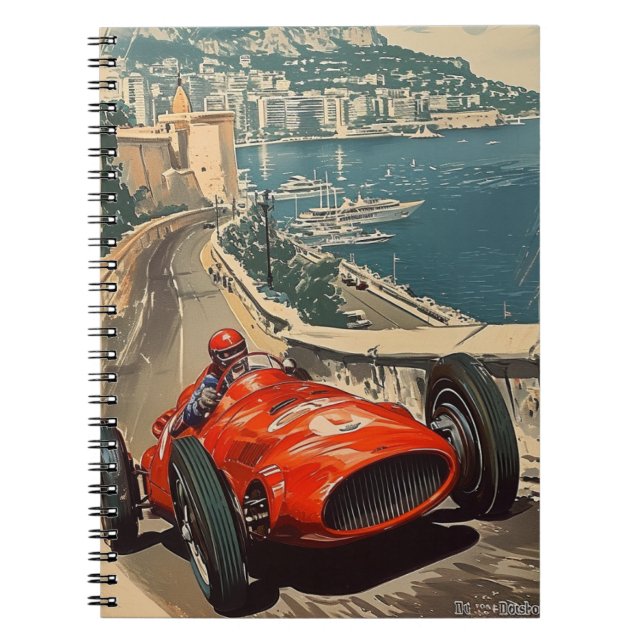 Vintage racing car Monaco coast Notebook (Front)