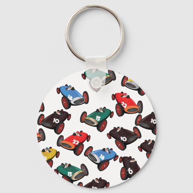 Vintage Racing Cars Key Ring (Front)
