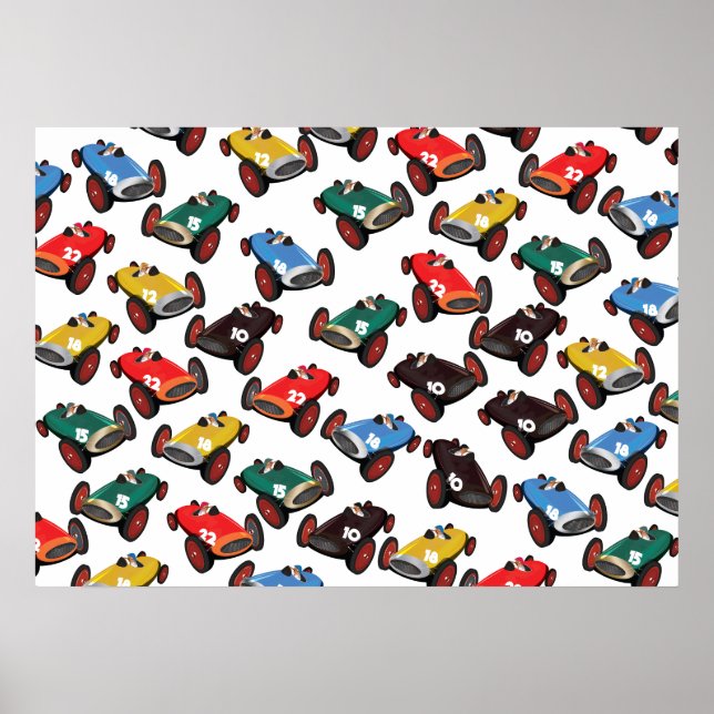 Vintage Racing Cars Poster (Front)