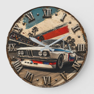 Vintage Racing Classic Motorsport Garage Large Clock