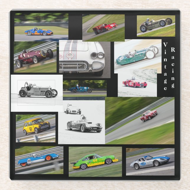 Vintage Racing Glass Coaster (Front)