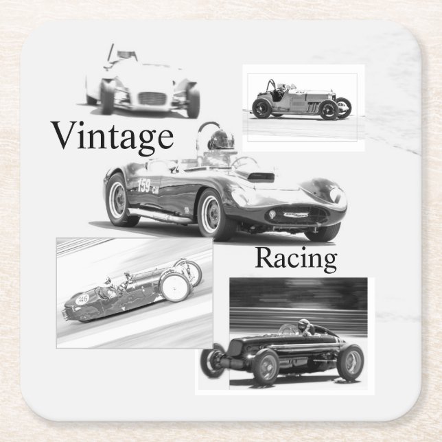 Vintage Racing Square Paper Coaster (Front)