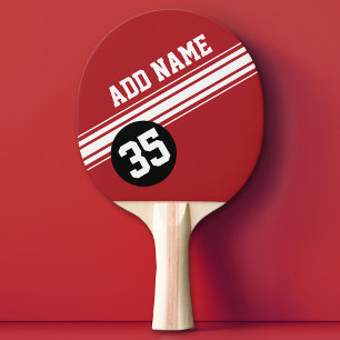 Vintage Racing Stripes - Red and Black Ping Pong Paddle