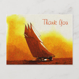 Vintage Racing Yacht Thank You Postcard