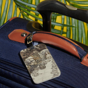 Vintage Rackham Mad Tea Party Alice in Wonderland Luggage Tag