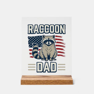 Vintage Racoon Dad Patriotic Shirt Design_1 Acrylic Sign