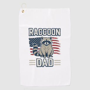Vintage Racoon Dad Patriotic Shirt Design_1 Golf Towel