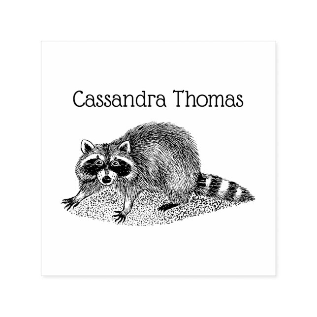 Vintage Racoon Drawing Name Self-inking Stamp (Design)