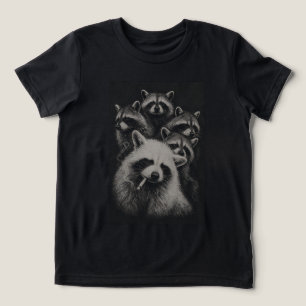 Vintage Racoon Family Black and White Tri-Blend Shirt