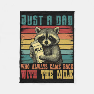 Vintage Racoon Just A Dad Who Always Came Back Wit Fleece Blanket