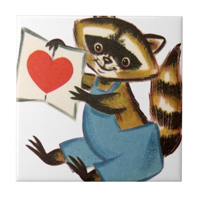 Vintage Racoon Love Tile (Front)