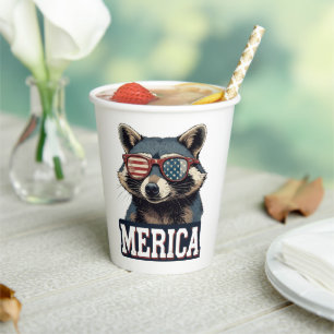 Vintage Racoon Merica 4th of july patriotic Paper Cups