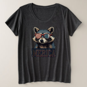 Vintage Racoon Merica 4th of july patriotic Plus Size T-Shirt