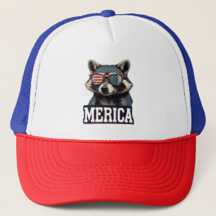 Vintage Racoon Merica 4th of july patriotic Trucker Hat