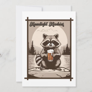 Vintage Racoon Moonlight Mischief Outdoor Vibes Invitation