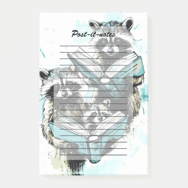 Vintage Racoon Readers Club Post-it Notes (Front)