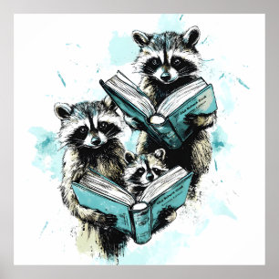 Vintage Racoon Readers Club Poster