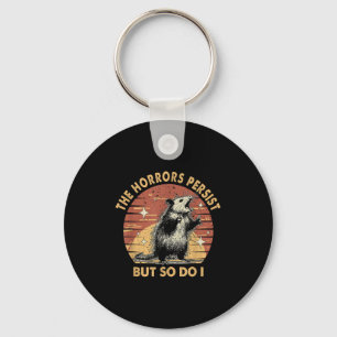 Vintage Racoon The Horrors Persist But So Do I Men Key Ring