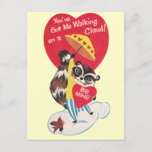 Vintage Racoon Valentine Holiday Postcard
