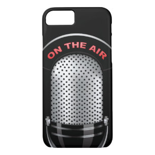 Vintage radio microphone on air black silver red Case-Mate iPhone case