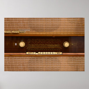 Vintage radio set retro music tuner panel texture poster
