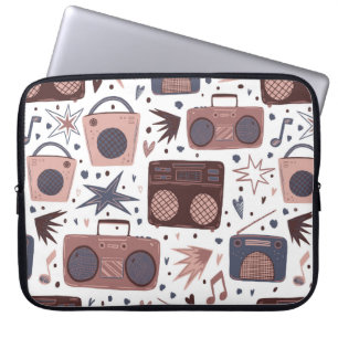 Vintage radios and tape recorders. Seamless patter Laptop Sleeve