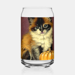 Vintage Ragdoll Halloween Cat Can Glass