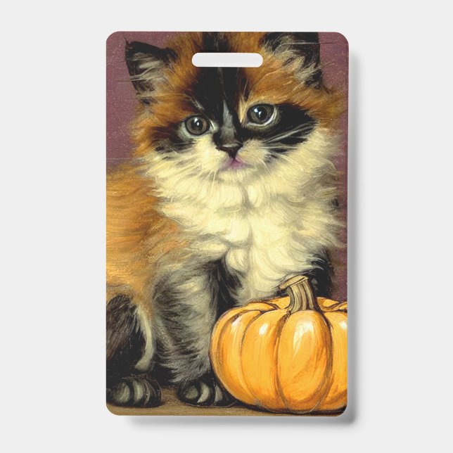 Vintage Ragdoll Halloween Cat ID Badge (Front)