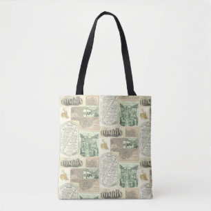 Vintage Railroad Newspaper Advertisements Collage Tote Bag