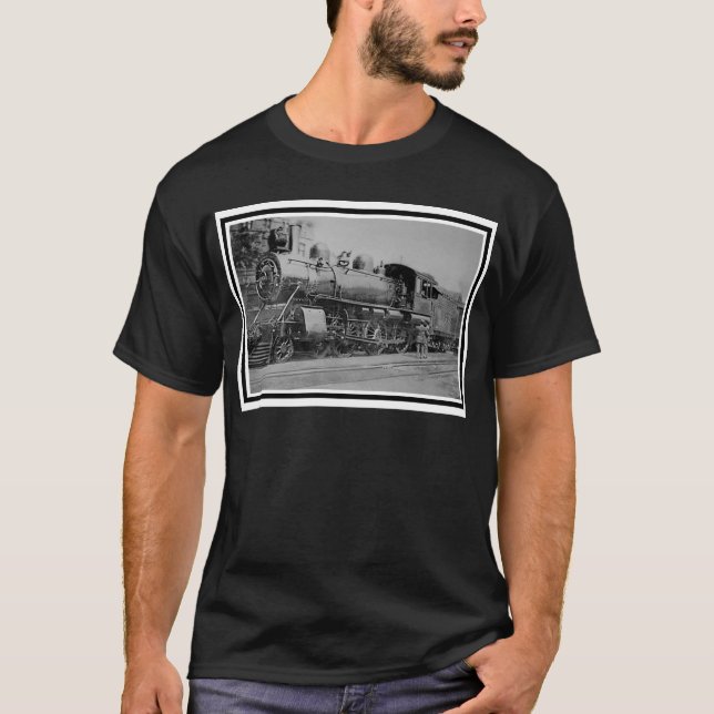 Vintage Railroad Steam Engine Train T-Shirt (Front)
