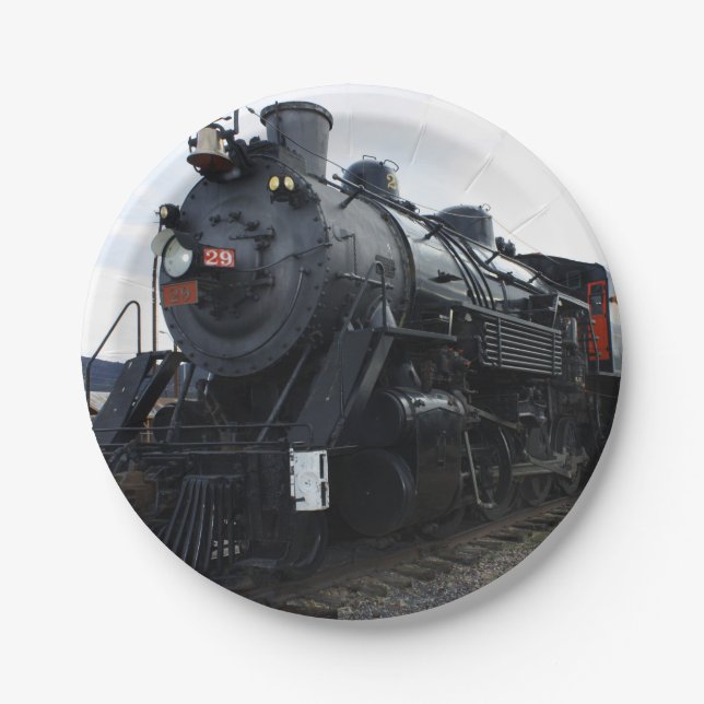 Vintage Railroad Steam Train Paper Plate (Front)