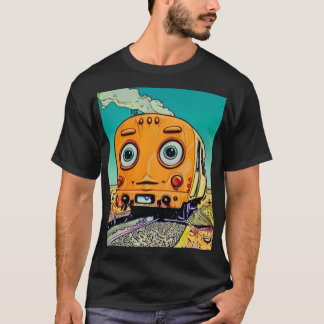 Vintage Railway Vibes: Locomotive Illustration T-Shirt