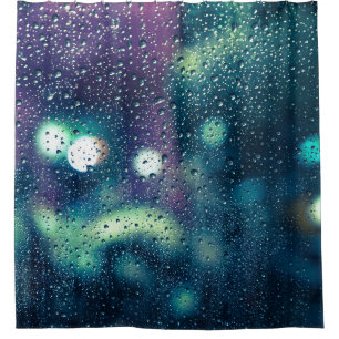 Vintage Rain Drops Window Effect Shower Curtain