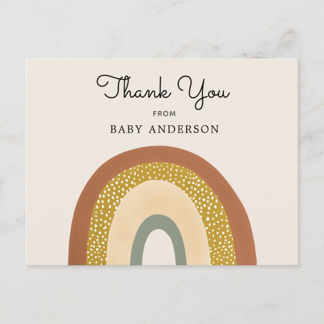 Vintage Rainbow Baby Shower Thank You Postcard (Front)