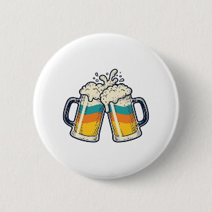 Vintage Rainbow Beer Mug Cheers Vector Shirt_1 6 Cm Round Badge